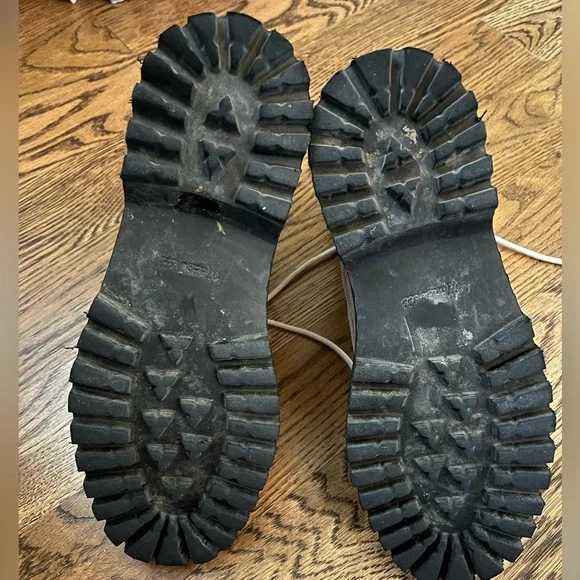 Madewell Rayna Lace Up Cream Lug Sole Combat Boots Size 7 - Picture 12 of 13